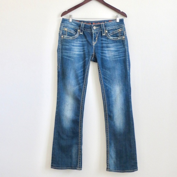 NEW! Rock Revival Gwen Easy Bootcut Denim Jeans Distressed Blue SZ 27 - Picture 7 of 13